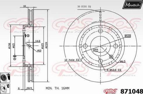 Maxtech 871048.6060 - Гальмівний диск autocars.com.ua