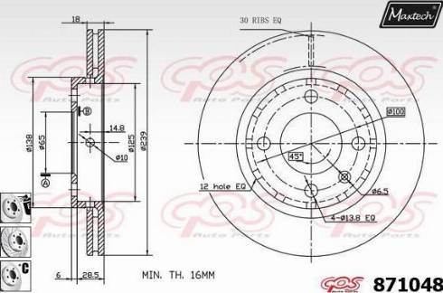 Maxtech 871048.6880 - Гальмівний диск autocars.com.ua