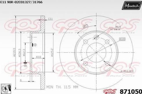 Maxtech 871050.0080 - Гальмівний диск autocars.com.ua