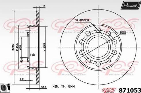 Maxtech 871053.0060 - Гальмівний диск autocars.com.ua