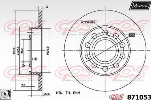 Maxtech 871053.0080 - Гальмівний диск autocars.com.ua