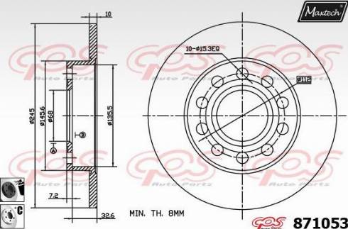 Maxtech 871053.6060 - Гальмівний диск autocars.com.ua