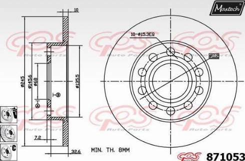 Maxtech 871053.6880 - Гальмівний диск autocars.com.ua