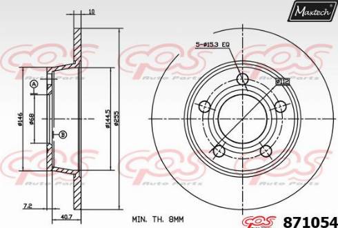 Maxtech 871054.0000 - Гальмівний диск autocars.com.ua