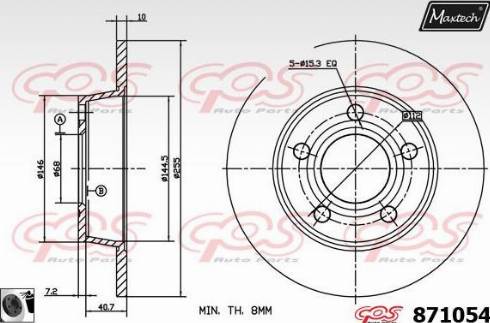 Maxtech 871054.0060 - Гальмівний диск autocars.com.ua