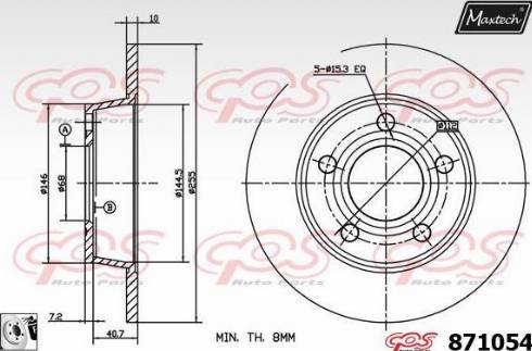 Maxtech 871054.0080 - Гальмівний диск autocars.com.ua