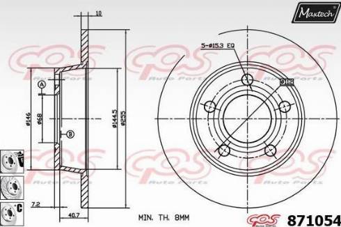 Maxtech 871054.6880 - Гальмівний диск autocars.com.ua