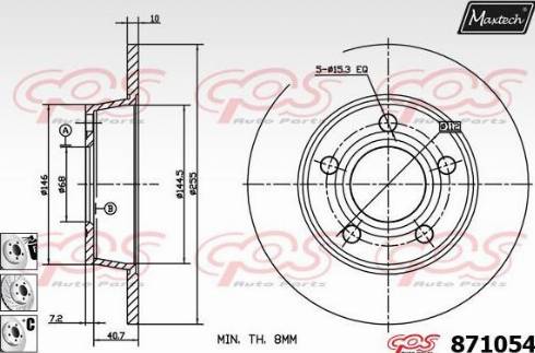 Maxtech 871054.6980 - Гальмівний диск autocars.com.ua