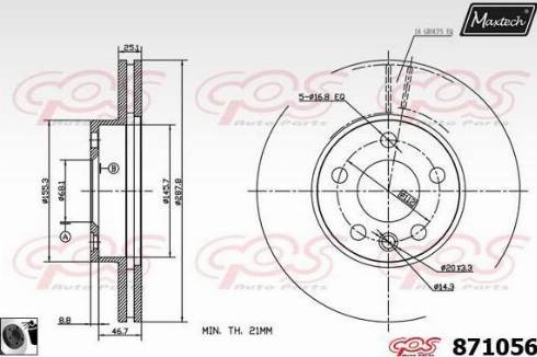 Maxtech 871056.0060 - Гальмівний диск autocars.com.ua