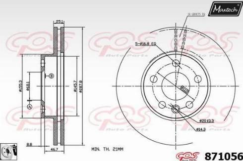 Maxtech 871056.0080 - Гальмівний диск autocars.com.ua