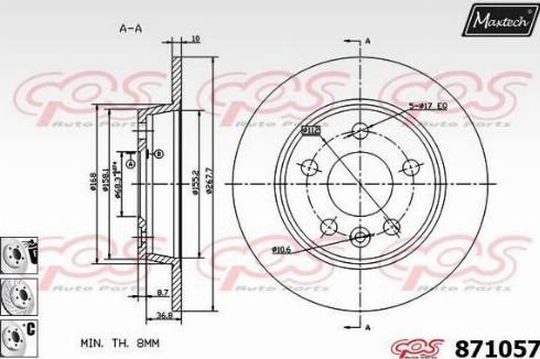 Maxtech 871057.6880 - Гальмівний диск autocars.com.ua