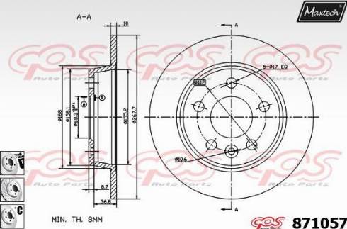 Maxtech 871057.6980 - Гальмівний диск autocars.com.ua