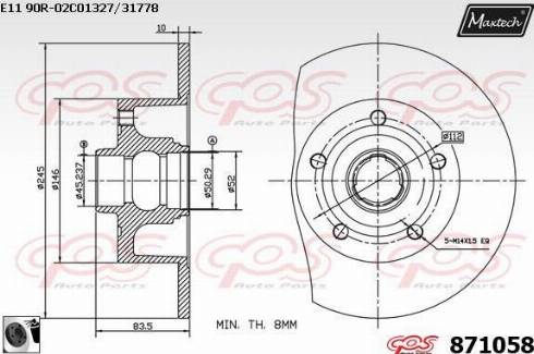 Maxtech 871058.0060 - Гальмівний диск autocars.com.ua