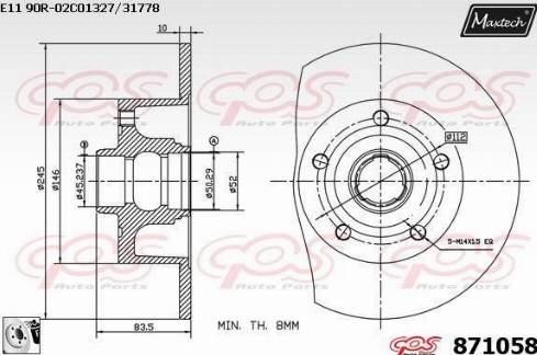 Maxtech 871058.0080 - Гальмівний диск autocars.com.ua