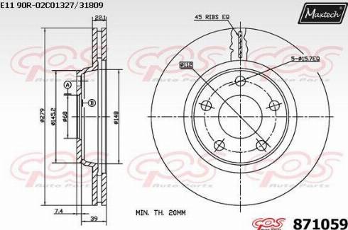 Maxtech 871059.0000 - Гальмівний диск autocars.com.ua