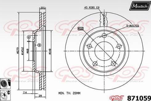 Maxtech 871059.6060 - Гальмівний диск autocars.com.ua