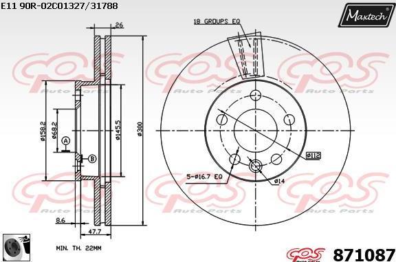 Maxtech 871064 - Гальмівний диск autocars.com.ua