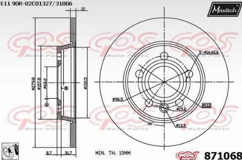 Maxtech 871068.0080 - Гальмівний диск autocars.com.ua