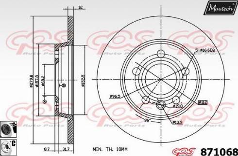 Maxtech 871068.6060 - Гальмівний диск autocars.com.ua