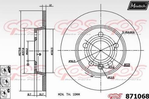 Maxtech 871068.6880 - Гальмівний диск autocars.com.ua