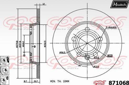 Maxtech 871068.6980 - Гальмівний диск autocars.com.ua