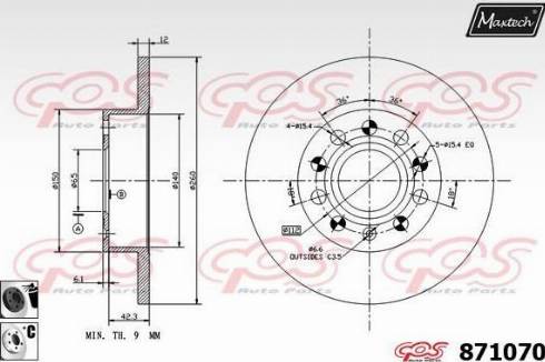 Maxtech 871070.6060 - Гальмівний диск autocars.com.ua