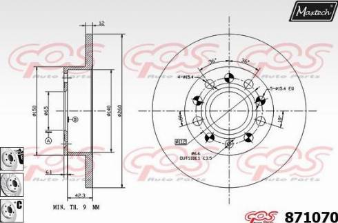 Maxtech 871070.6980 - Гальмівний диск autocars.com.ua