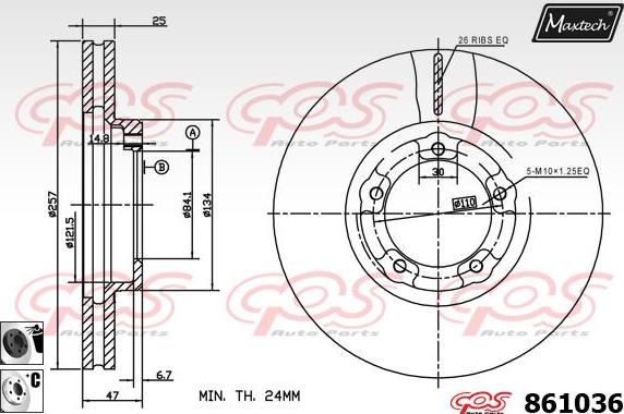 Maxtech 871070 - Гальмівний диск autocars.com.ua