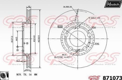 Maxtech 871073.0060 - Гальмівний диск autocars.com.ua