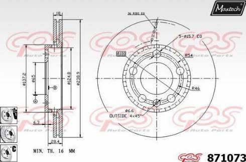 Maxtech 871073.6980 - Гальмівний диск autocars.com.ua