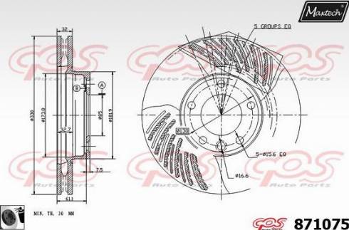 Maxtech 871075.0060 - Гальмівний диск autocars.com.ua