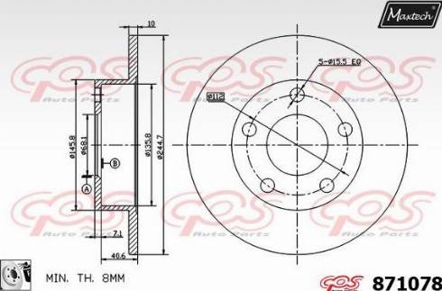 Maxtech 871078.0080 - Гальмівний диск autocars.com.ua