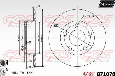 Maxtech 871078.6060 - Гальмівний диск autocars.com.ua