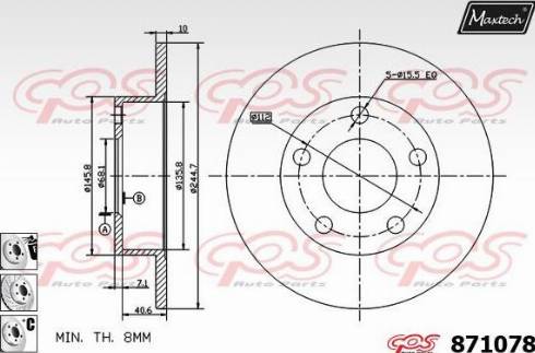 Maxtech 871078.6880 - Гальмівний диск autocars.com.ua