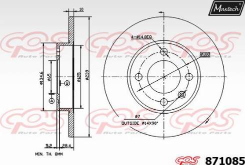 Maxtech 871085.0000 - Гальмівний диск autocars.com.ua