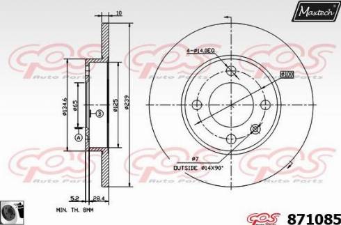 Maxtech 871085.0060 - Гальмівний диск autocars.com.ua