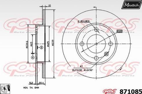 Maxtech 871085.0080 - Гальмівний диск autocars.com.ua