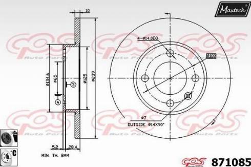 Maxtech 871085.6060 - Гальмівний диск autocars.com.ua