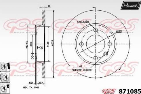 Maxtech 871085.6880 - Гальмівний диск autocars.com.ua