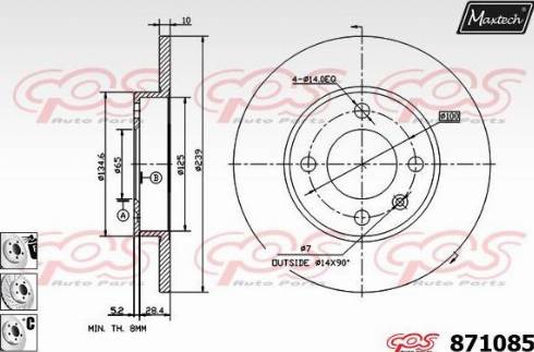 Maxtech 871085.6980 - Гальмівний диск autocars.com.ua