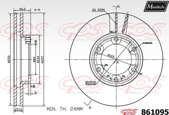 Maxtech 871085 - Гальмівний диск autocars.com.ua