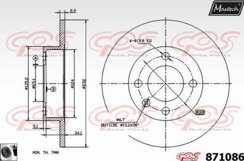 Maxtech 871086.0060 - Гальмівний диск autocars.com.ua