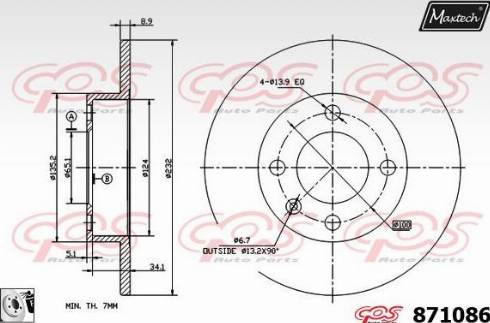 Maxtech 871086.0080 - Гальмівний диск autocars.com.ua