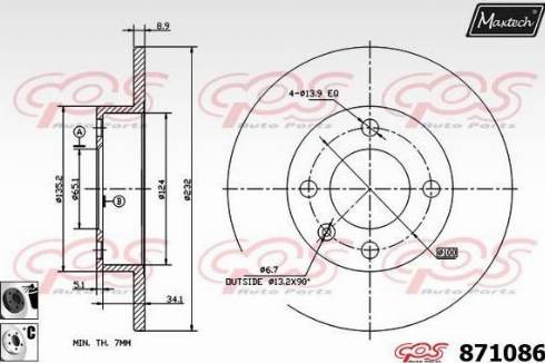 Maxtech 871086.6060 - Гальмівний диск autocars.com.ua