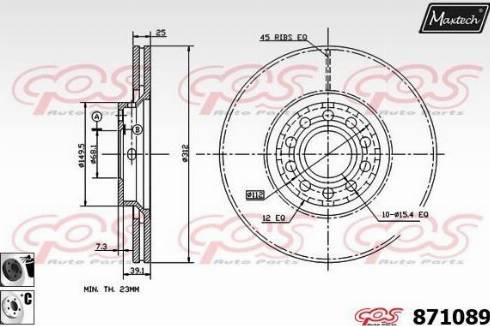 Maxtech 871089.6060 - Гальмівний диск autocars.com.ua