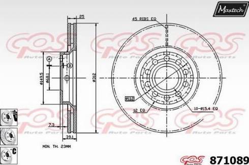 Maxtech 871089.6880 - Гальмівний диск autocars.com.ua