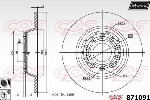 Maxtech 871091.6060 - Гальмівний диск autocars.com.ua