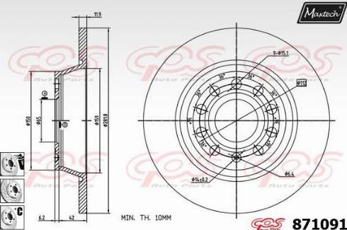 Maxtech 871091.6980 - Гальмівний диск autocars.com.ua