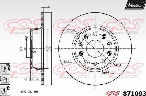 Maxtech 871093.6980 - Гальмівний диск autocars.com.ua