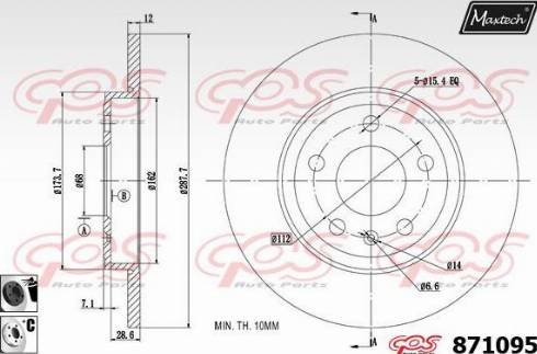 Maxtech 871095.6060 - Гальмівний диск autocars.com.ua